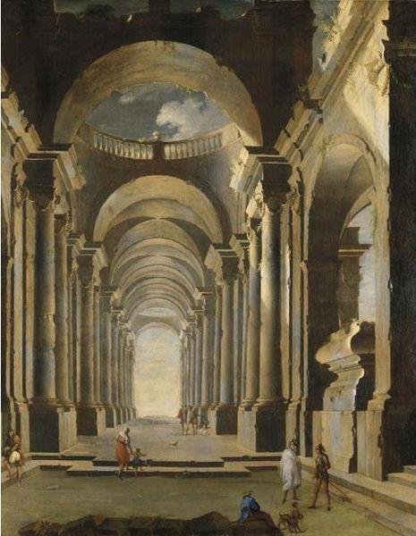 Leonardo Coccorante Architecture with figures oil painting image